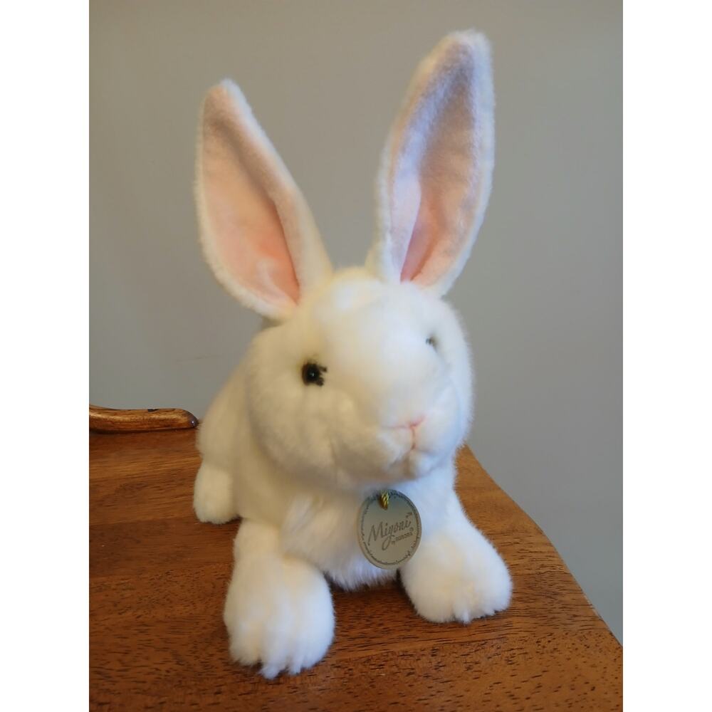 Aurora Miyoni White Rabbit Plush Realistic Bunny Stuffed Animal 8.5"
